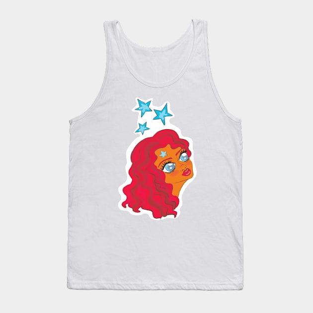 girl with red hair and stars dreaming Tank Top by Karima Bo